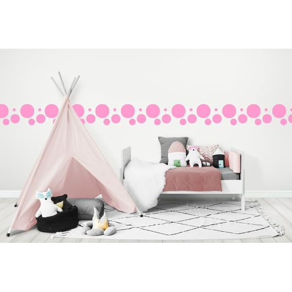 Pretty Pink Polka Dot Wall Decals Girls Bedroom Decor Wall Stickers Includes (63)Pink Dots from 1"-6.5"