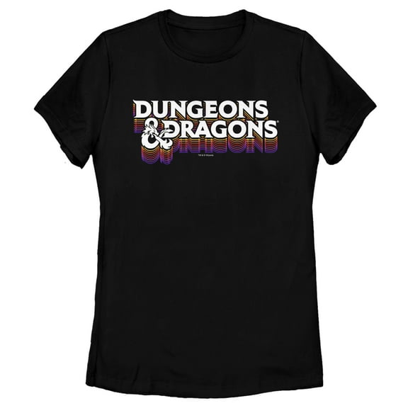 Women's Dungeons & Dragons Cascading Color Retro Logo  Graphic Tee Black Small