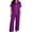 Purple 0817 pjs sets, variant on Womens Satin Pajamas Sets Ladies Pjs Sets Trendy 2 Piece Loose Lounge Wear Sleepwear Sets Solid Short Sleeve Button Tops with Pants Dark Green M