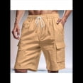 thumbnail image 4 of Pantalones Cortos Cargo para Hombre, Modernos, con Cordón Ajustable, Cintura Elástica, Informales, con Múltiples Bolsillos, para Entrenamiento, Deportes Al Aire Libre. Caqui XL, 4 of 9