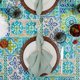 thumbnail image 4 of Mantel DII de vinilo con estampado de azulejos españoles, 70 cm, redondo, impermeable, 4 of 7