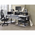 thumbnail image 3 of ACME Megara Storage Rectangular Music Desk with Metal Frame in White and Black, 3 of 7