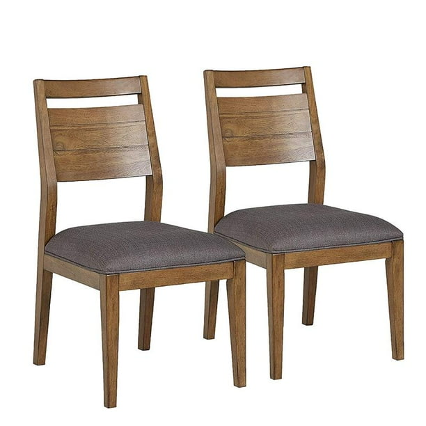 Wood Back Dining Chair Two Pack Gray Cushion