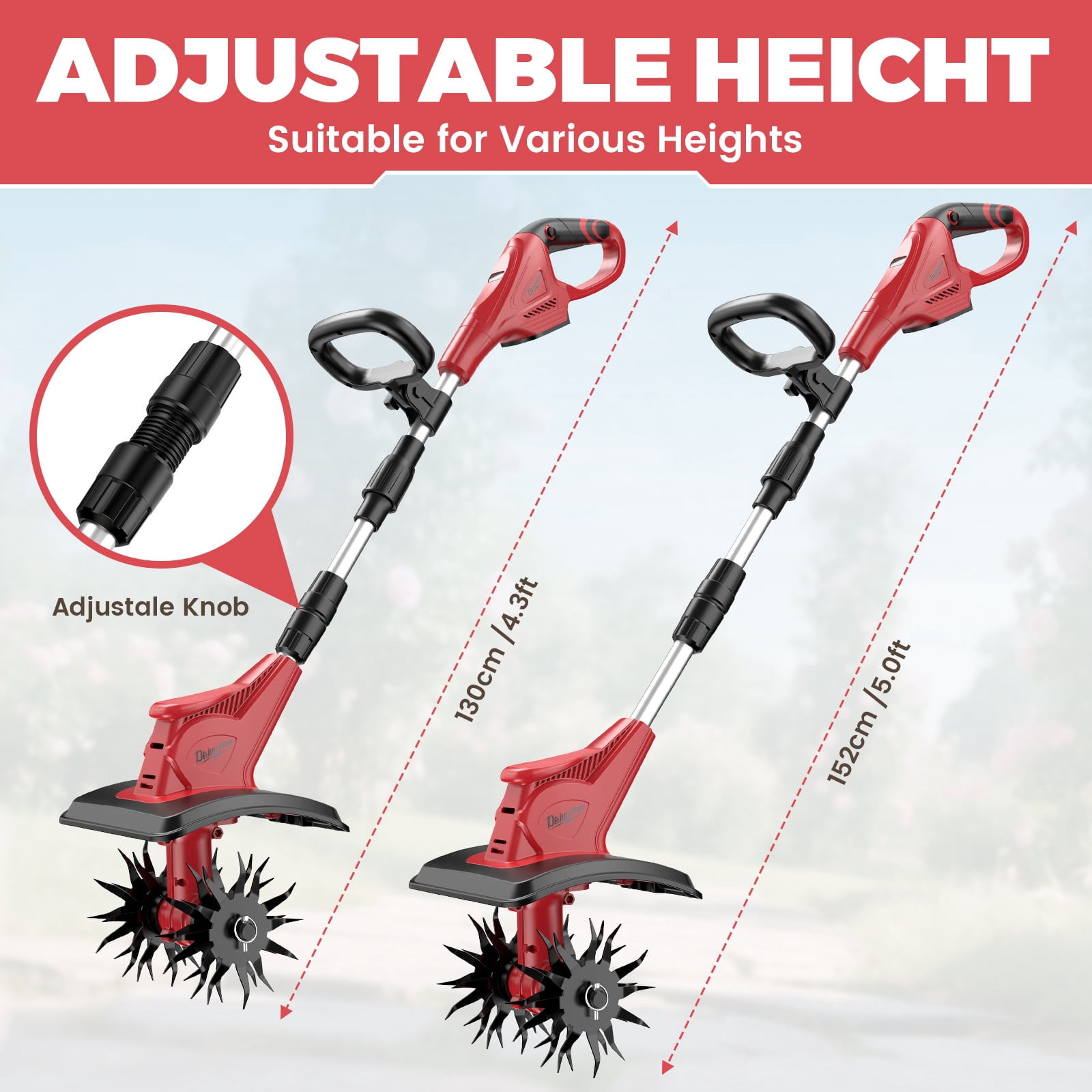 Cordless Tiller Cultivator Compatible with Milwaukee 18V Battery(Tool Only, Not battery), 310RPM Electric Rototiller Garden Tools with 40 Steel Tines, 9.1In Tilling Width & 6.3In Depth Tiller