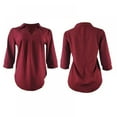 thumbnail image 5 of Women's Business Casual V Neck Solid Three Quarter Sleeve Chiffon Work Blouse Top, 5 of 11