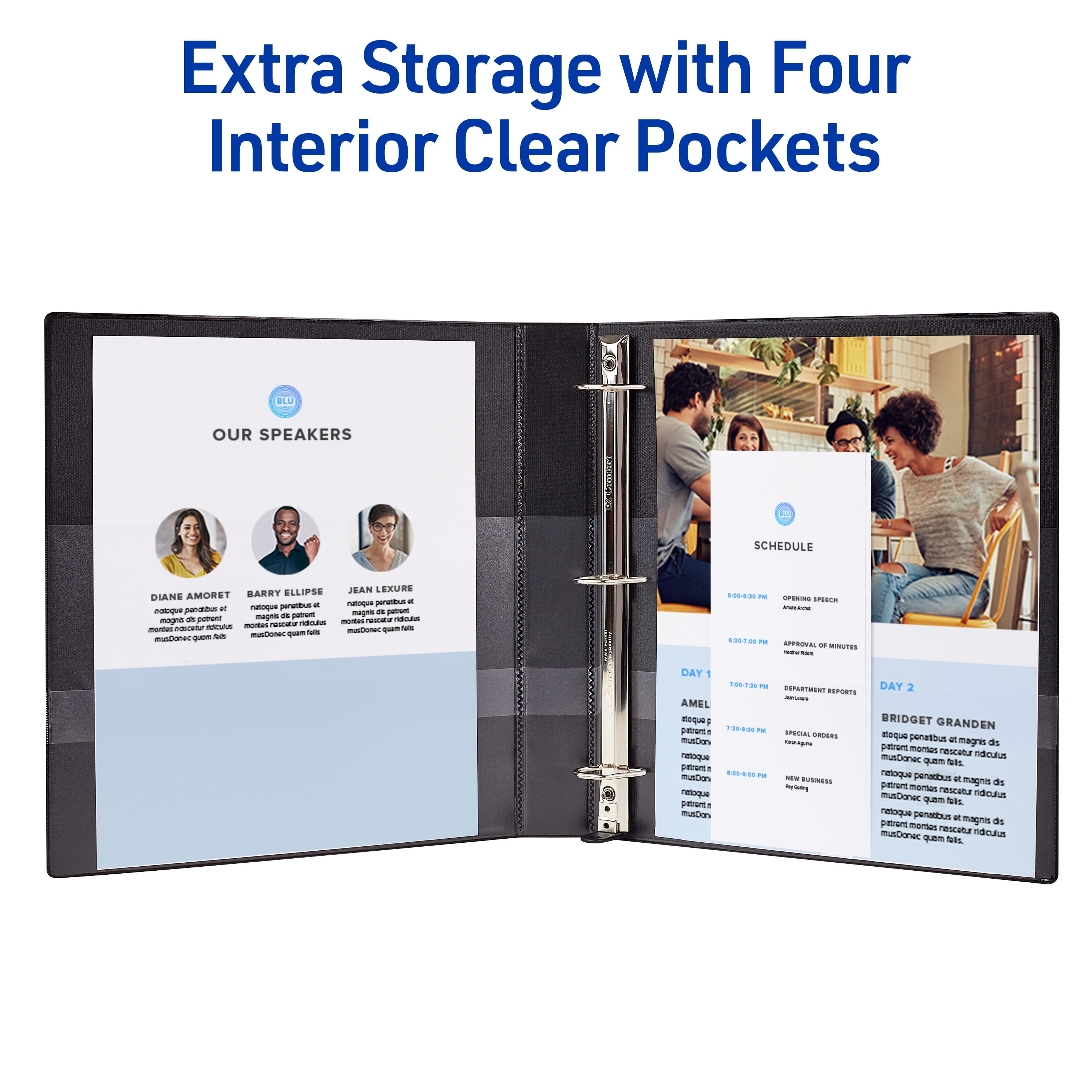 Avery Heavy-Duty View 3 Ring Binders, 1 inch One Touch Slant Rings, 250-Sheet Capacity, DuraHinge, 1.4 inch Wide Spine, Customizable Clear Cover and Spine, Assorted Pastel Colors (4-Pack of 79631)