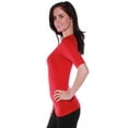 thumbnail image 2 of Essential Basic Women's Cotton Blend V Neck Tee Shirt Half Sleeves - Junior and Plus Sizes, 2 of 5
