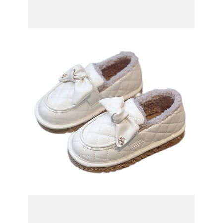 

Kesitin Kids Flats Fuzzy Moccasin Slippers Fleece Lined Loafers Cozy Comfortable Warm Casual Shoes Walking Slip On Winter Beige 2Y
