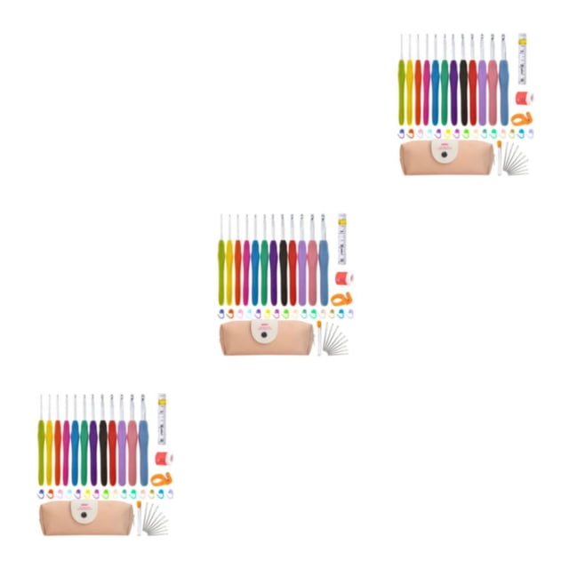 Naiovety Juego de agujas de ganchillo, Kit largo de agujas, herramientas de costura para tejer, suéter multicolor, tijeras, hilo, regalo para Type1 NO1