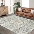 thumbnail image 3 of Washable Rugs 8x10 Area Rug Boho Carpet Large Oriental Traditional Rug Vintage Medallion Distressed Floral Indoor Rug Farmhouse Home 8x10 Green, 3 of 9