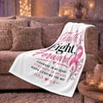 thumbnail image 6 of Pink Ribbon Courage decorative motif Hope Breast Cancer Awareness, Cozy Typography Art Scene, Soft Flannel Blanket for Living Room and Reading Nook, Art Lovers Thanksgiving Gift, Artistic Home Decor, 6 of 9