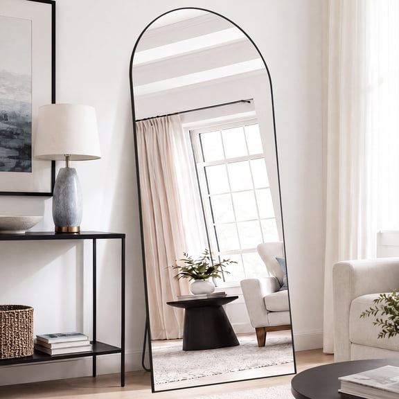 EDX Full Length Mirror 76"x34" Full Body Mirror Arched Free Standing Wall Mounted Leaning Hanging Floor Mirrors, Black