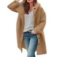 thumbnail image 3 of Hueook Puffer Hooded Jackets Coats for Women 2025 Women's Casual Solid Color Tops Coats Long Sleeve Button Hooded Woolen Coat Jacket with Pocket Khaki 3X, 3 of 6