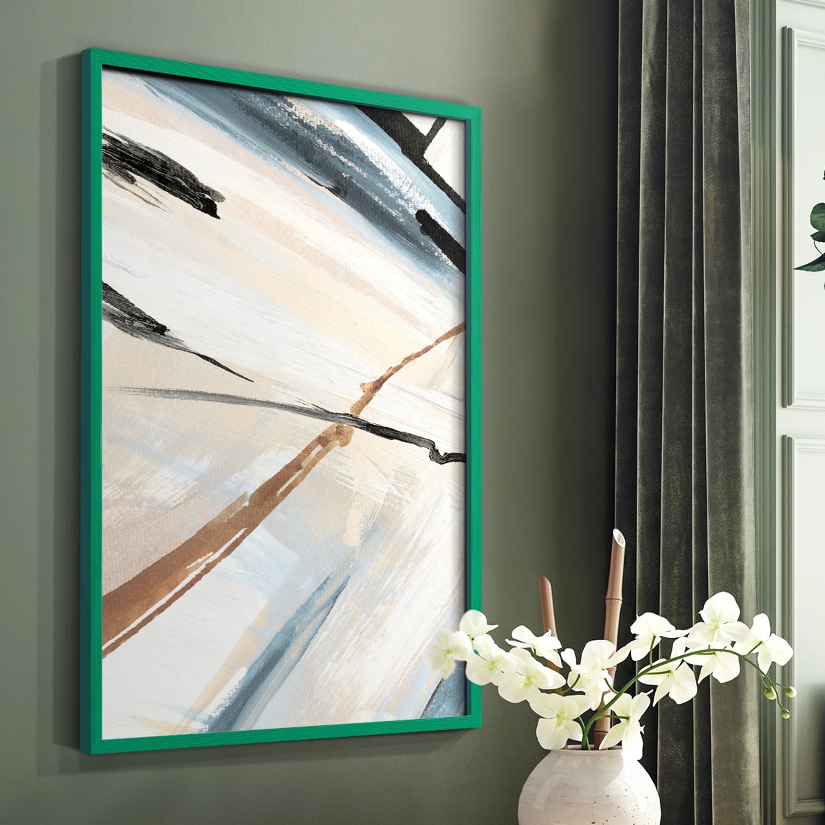 Dancing Wind Revisit II Framed Print in Green Solid Wood Framed Print No Nail Hanging