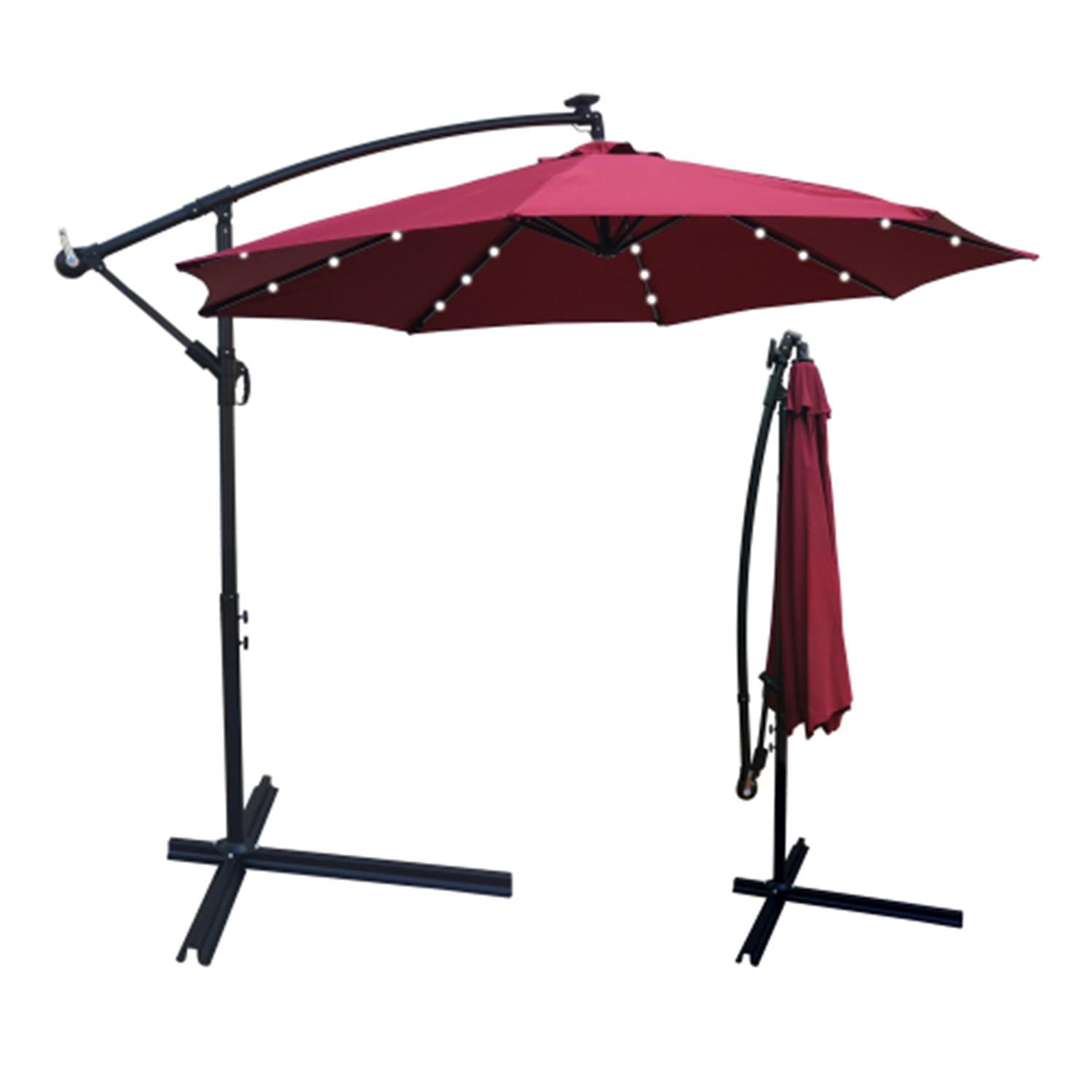 10 Ft Outdoor Patio Umbrella, Solar Powered LED Lighted, Sun Shade