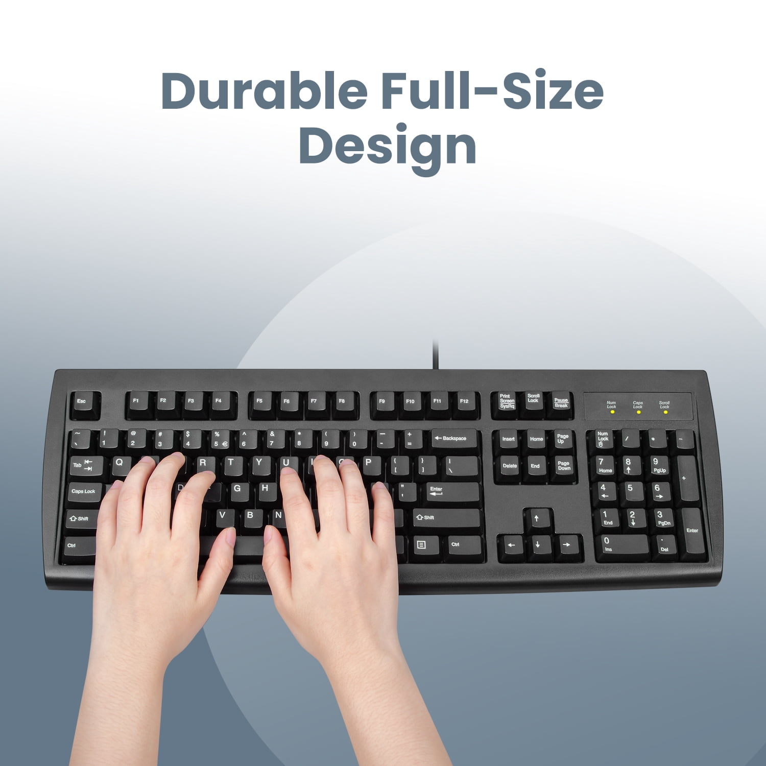 Perixx Periboard-107 Wired Ps2 Full Size Computer Keyboard, Black, Us English