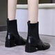 thumbnail image 3 of NECHOLOGY Botas Mujer Zapatos Botines de mujer Moda mujer malla mantener caliente dentro tiro felpa suela gruesa tacones cuadrados resbalón en botines cortos zapatos de punta redonda (Black, 7.5), 3 of 5