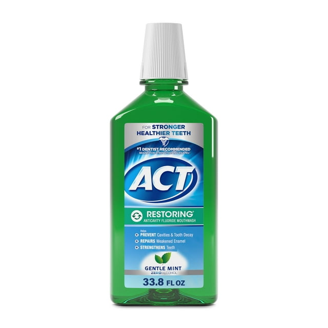 Enjuague bucal ACT Restoring Zero Alcohol Flúor, 1 L, Mint Burst