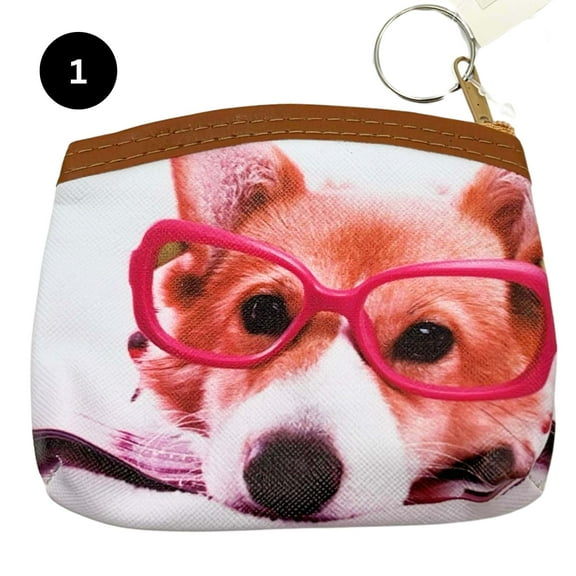 Dog Theme Zipper Pouch with Keychain: 1 Pack