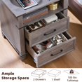 thumbnail image 4 of Leyaoyao Night Stand with Charging Station, Farmhouse 2 Drawers Bedside Table, End Tables with Solid Wood Foot for Living Room, Bedroom, Grey, 4 of 7