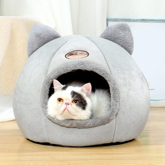 Mascota perro gato casa plegable perrera invierno cálido nido cachorro dormir cueva (M)