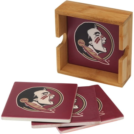 - Florida State Seminoles 4-Pack Square Coaster Set with Caddy - No Size