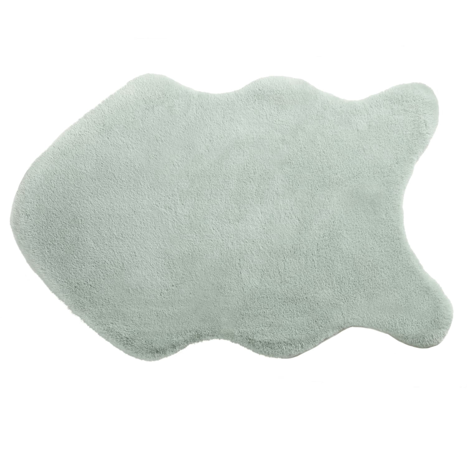 Phantoscope Deluxe Soft Faux Rabbit Fur Collection Asymmetrical Decorative Home Decor Modern Area Rug, Green