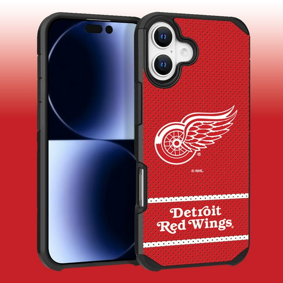 Apple iPhone 16 (6.1) - NHL Licensed Detroit Red Wings Team Logo on Jersey Textured Dual Layer Case