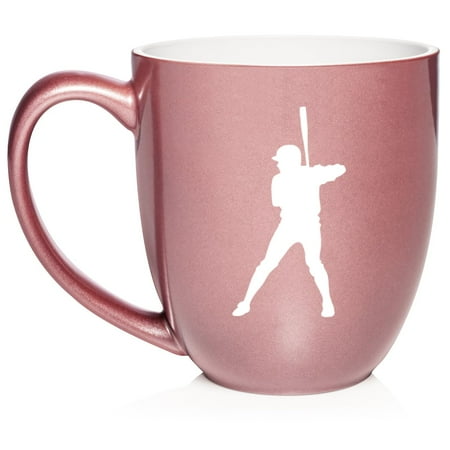 

Baseball Player Ceramic Coffee Mug Tea Cup Gift for Him Friend Coworker Son Husband (16oz Rose Gold)