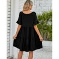 thumbnail image 2 of Women Dress V-Neck Short Sleeve T-Shirt Dress Babydoll Ruffles Casual Mini Dress, 2 of 5
