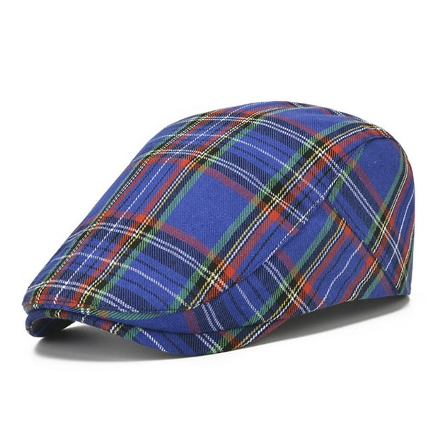 Sombreros para hombre, boina a cuadros inglesa, estilo domo, a la moda, combina con todo, protector solar, visera a cuadros, sombrero de poliéster para hombre.