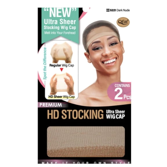 MM Qfitt HD Stocking Ultra Sheer Wig Cap 2Pcs Dark Nude5221