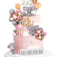 thumbnail image 1 of Acmee - Juego de 44 adornos para tartas de elefante, mini botella de leche de elefante 3D para beb&eacute;, bolas de espuma de oro rosa, decoraci&oacute;n de tartas para baby shower, ni&nt, 1 of 6