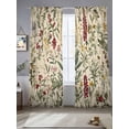 thumbnail image 3 of Vintage Plant Semi Sheer Curtains 96 Inch Length 2 Panels Set, Boho Botanical Flowers Green Leaf Ferns Sheer Kitchen Curtain Privacy Voile Window Curtain for Living Room Bedroom Rod Pocket Drapes, 3 of 7