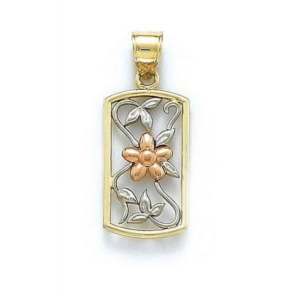 14k Tricolor Gold Flower Pendant - 1.9 Grams