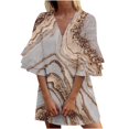 thumbnail image 3 of Txlixc Vestido estampado de 3 / 4 mangas para mujeres, vestido de verano con volantes de cuello V Txlixc moda, 3 of 6