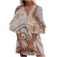 thumbnail image 3 of Txlixc Vestido estampado de 3 / 4 mangas para mujeres, vestido de verano con volantes de cuello V Txlixc moda, 3 of 6