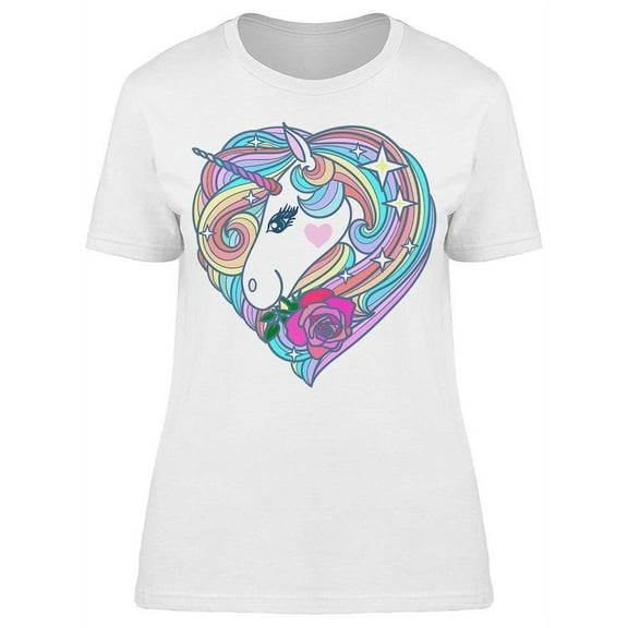 Unicorn Magic Rose Heart Shape T-Shirt Women -Image by Shutterstock, Female x-Large