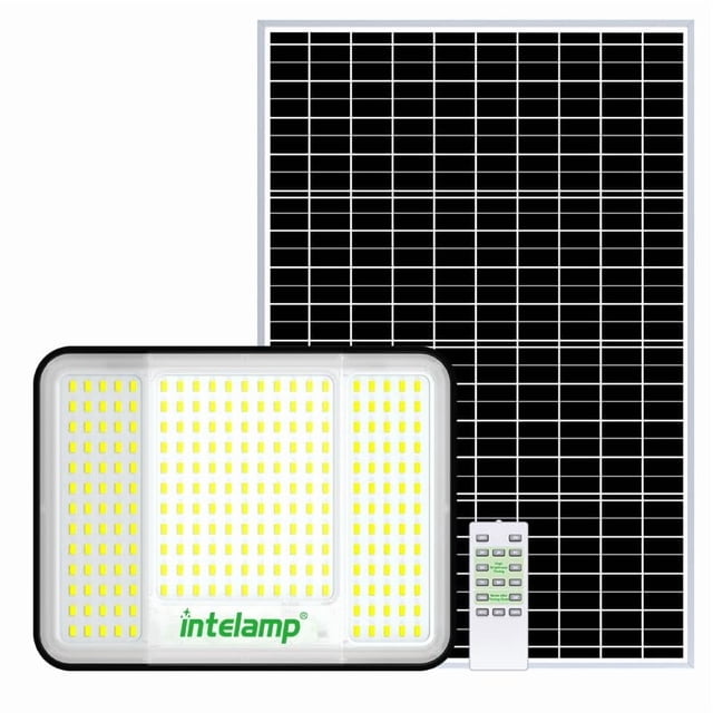 Focos solares Intelamp, 2000 mAh, 2000 lm, IP65, control remoto