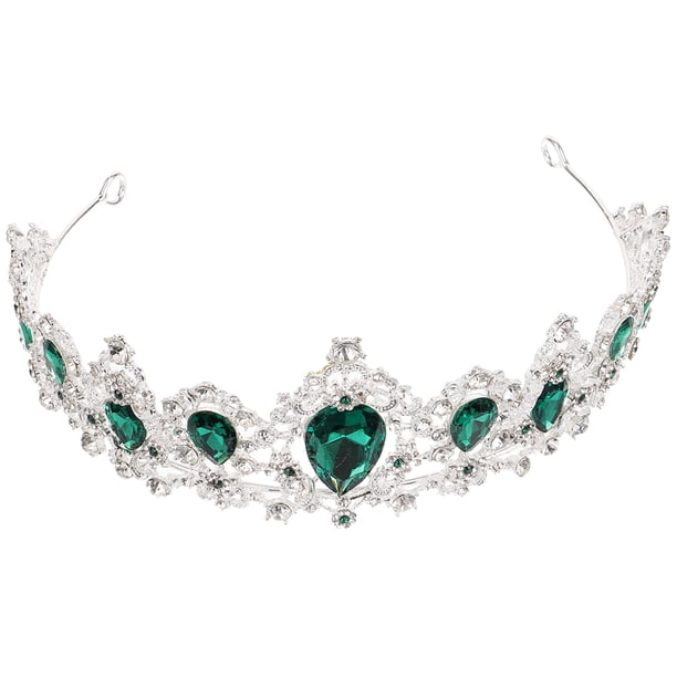 FELTECHELECTR Tiara de cristal real, corona de boda, tocados, accesorios para el cabello de novia (base plateada, azul)