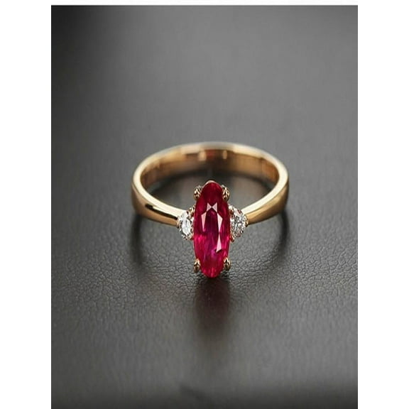 1 Carat Trilogy Ruby and Diamond Engagement Ring in Rose Gold