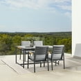 thumbnail image 4 of Royal 5 Piece Black Aluminum and Teak Outdoor Dining Set with Dark Gray Fabric, 4 of 6