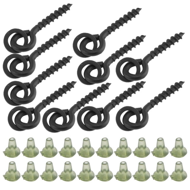 10 Pcs Threaded Bait Screws 20Pcs Oval Rings Carp Rig Stops, Screw Fishing Accessories Kit