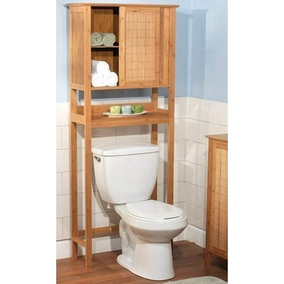 natural bamboo space saver bathroom storage space - towel shelf over toilet