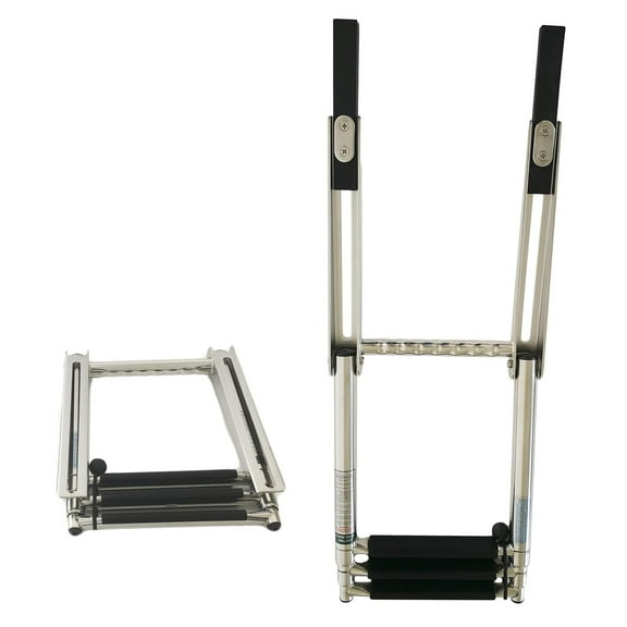 Marine City Stainless Steel 3 Step over Platform Slide Telescoping Boarding Ladder for Boat