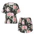 thumbnail image 5 of "Wukai Rose Flowers Women's Pajama Set - Short-Sleeve Top and Shorts with Elastic Waistband and Pockets for Loungewear, Yoga, and Casual Wear-XX-Large, 5 of 8