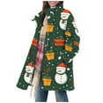 thumbnail image 2 of Womens Coats Christmas Printed Turdown Collar Button Casual Winter Loose Long Sleeved Jacket,Coats for Women Army Green L, 2 of 6