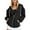 2#Black, variant on Heisall Womens Hooded Cardigan Solid Color Zip Pocket Long Sleeve Loose Casual Fashion Jacket
