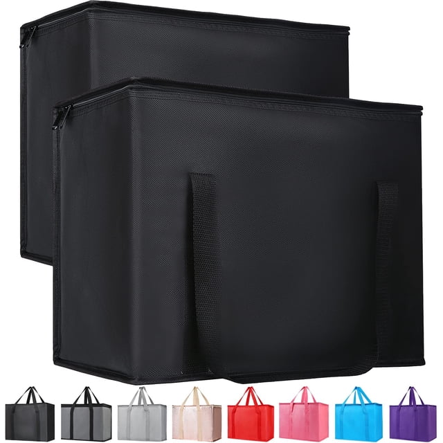 Bolsa aislante reutilizable Bodaon XL para la compra, 2 unidades, color negro