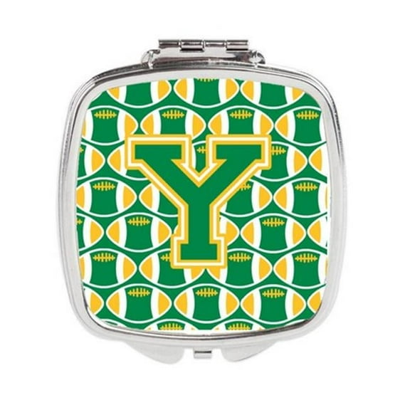 Carolines Treasures Letter Y Football Green & Gold Compact Mirror